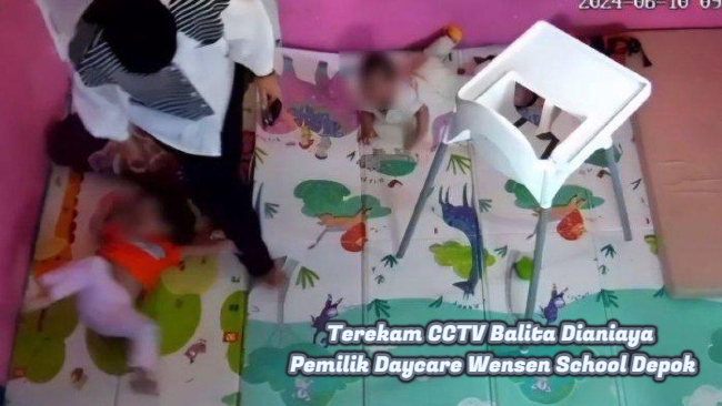 Terekam CCTV Balita Dianiaya Pemilik Daycare Wensen School Depok