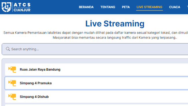 Link Live Streaming CCTV Online ATCS Cianjur